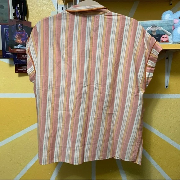 NWT Madewell Bedtime Pajama Top in Rainbow Stripe Size Medium - Picture 4 of 6